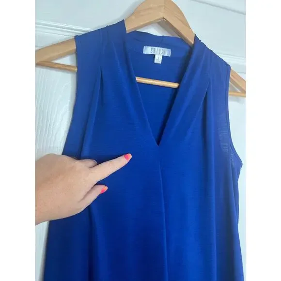 Spense Women's Vibrant Cobalt Blue Sleeveless Tank Top V-Neck Blouse Size Small - Picture 9 of 9